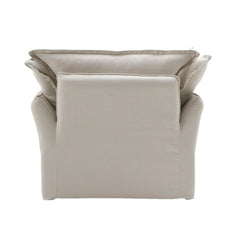 Premium Linen Cloud Sectional Couches | 1-Piece Linen Beige Oversized Cushions Single Sofa 1-seater