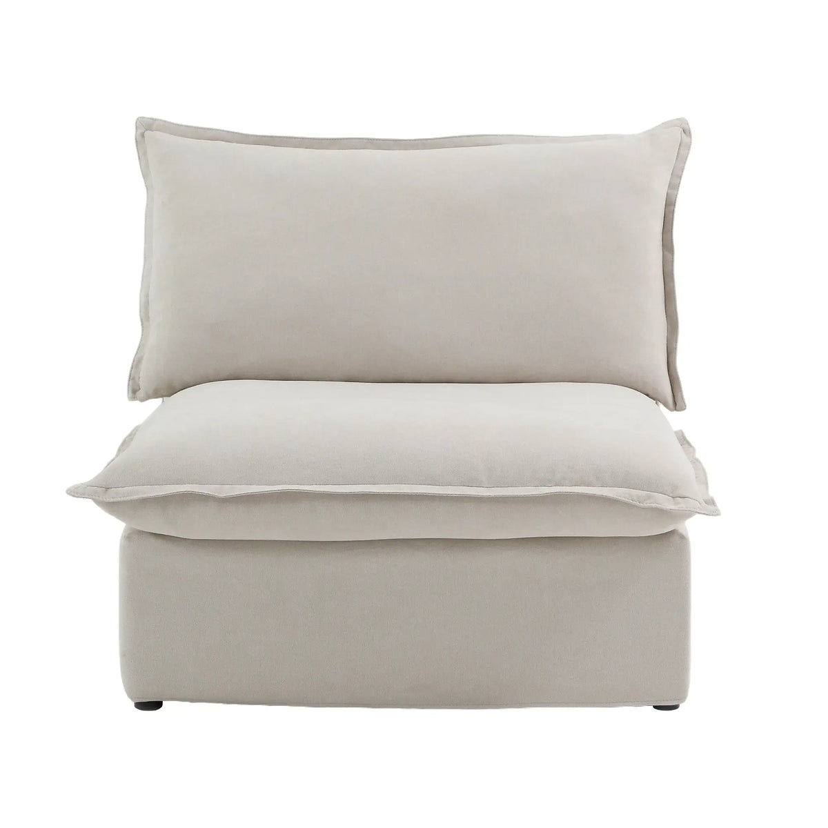 Premium Linen Cloud Sectional Couches | 1-Piece Linen Beige Rich Beautiful Fabric Single Sofa 1-seater