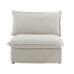 Premium Linen Cloud Sectional Couches | 3-Piece Linen Beige Neutral Silhouette Couch Sectionals 3-seaters