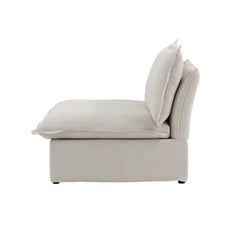 Premium Linen Cloud Sectional Couches | 4-Piece Linen Beige Oversized Cushions L-Shaped Sectionals 3-seaters with 1-Ottomans