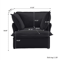 Premium Linen Cloud Sectional Couches | 1-Piece Linen Black A Clean Simple Look Single Sofa 1-seater