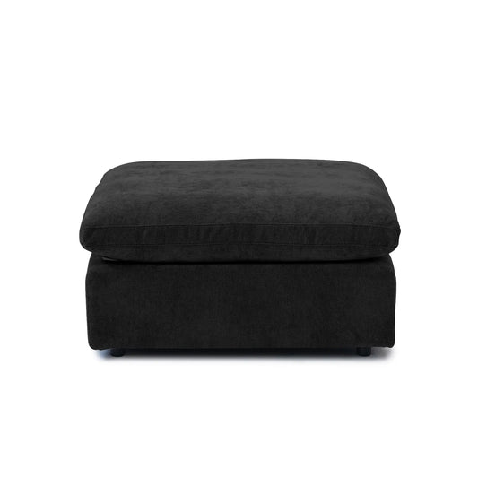 Premium Slope Cloud Sectional Couches | 1-Piece Linen Black Comfy Sloped Arms Ottoman