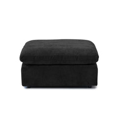 Premium Slope Cloud Sectional Couches | 1-Piece Linen Black Comfy Sloped Arms Ottoman