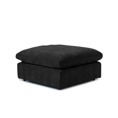 Premium Slope Cloud Sectional Couches | 1-Piece Linen Black Comfy Sloped Arms Ottoman