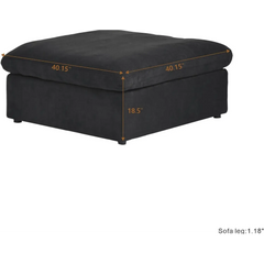 Premium Luxe Cloud Sectional Couches | 1-Piece Linen Black Modular Design Ottoman