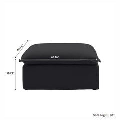 Premium Linen Cloud Sectional Couches | 1-Piece Linen Black Rich Elegance Ottoman