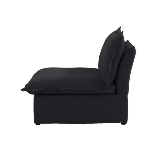 Premium Linen Cloud Sectional Couches | 1-Piece Linen Black Simply Serene Seating Single Sofa 1-seater