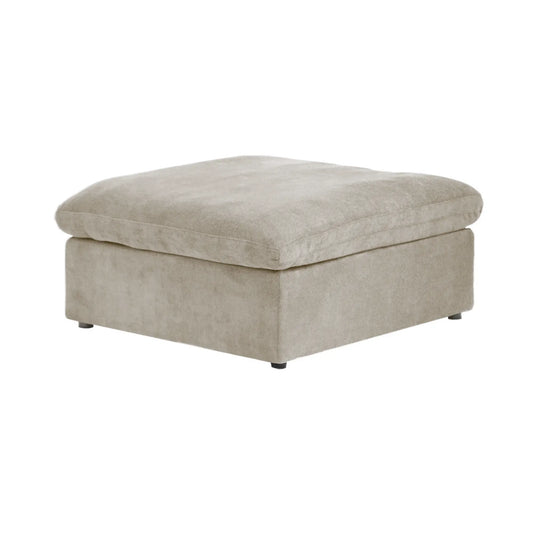 Premium Luxe Cloud Sectional Couches | 1-Piece Linen Khaki Airy Relaxed Elegance Ottoman