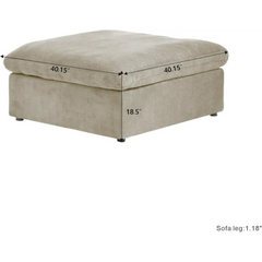Premium Luxe Cloud Sectional Couches | 1-Piece Linen Khaki Airy Relaxed Elegance Ottoman