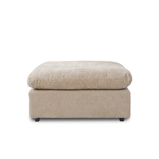 Premium Slope Cloud Sectional Couches | 1-Piece Linen Khaki Covers Off Wash On Ottoman