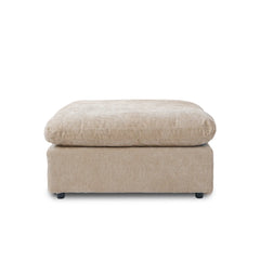 Premium Slope Cloud Sectional Couches | 1-Piece Linen Khaki Covers Off Wash On Ottoman