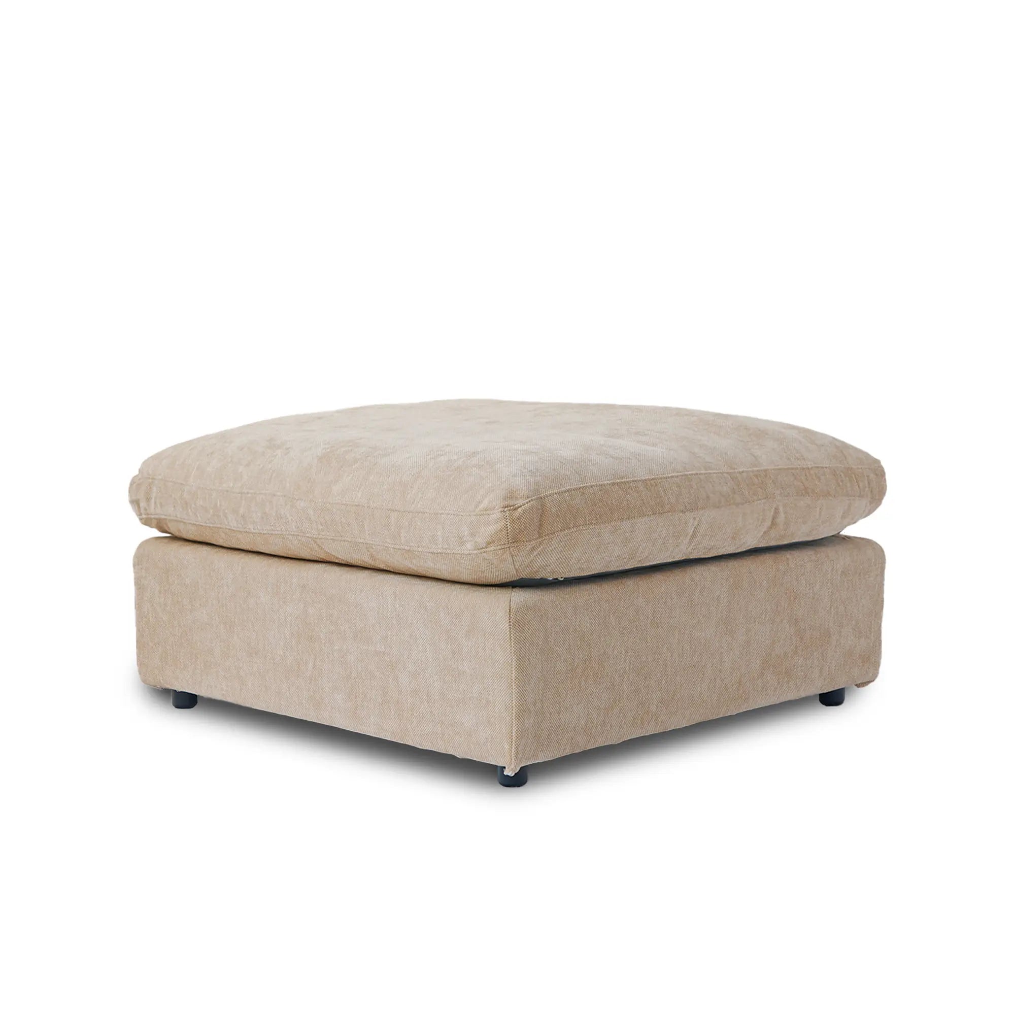 Premium Slope Cloud Sectional Couches | 1-Piece Linen Khaki Covers Off Wash On Ottoman