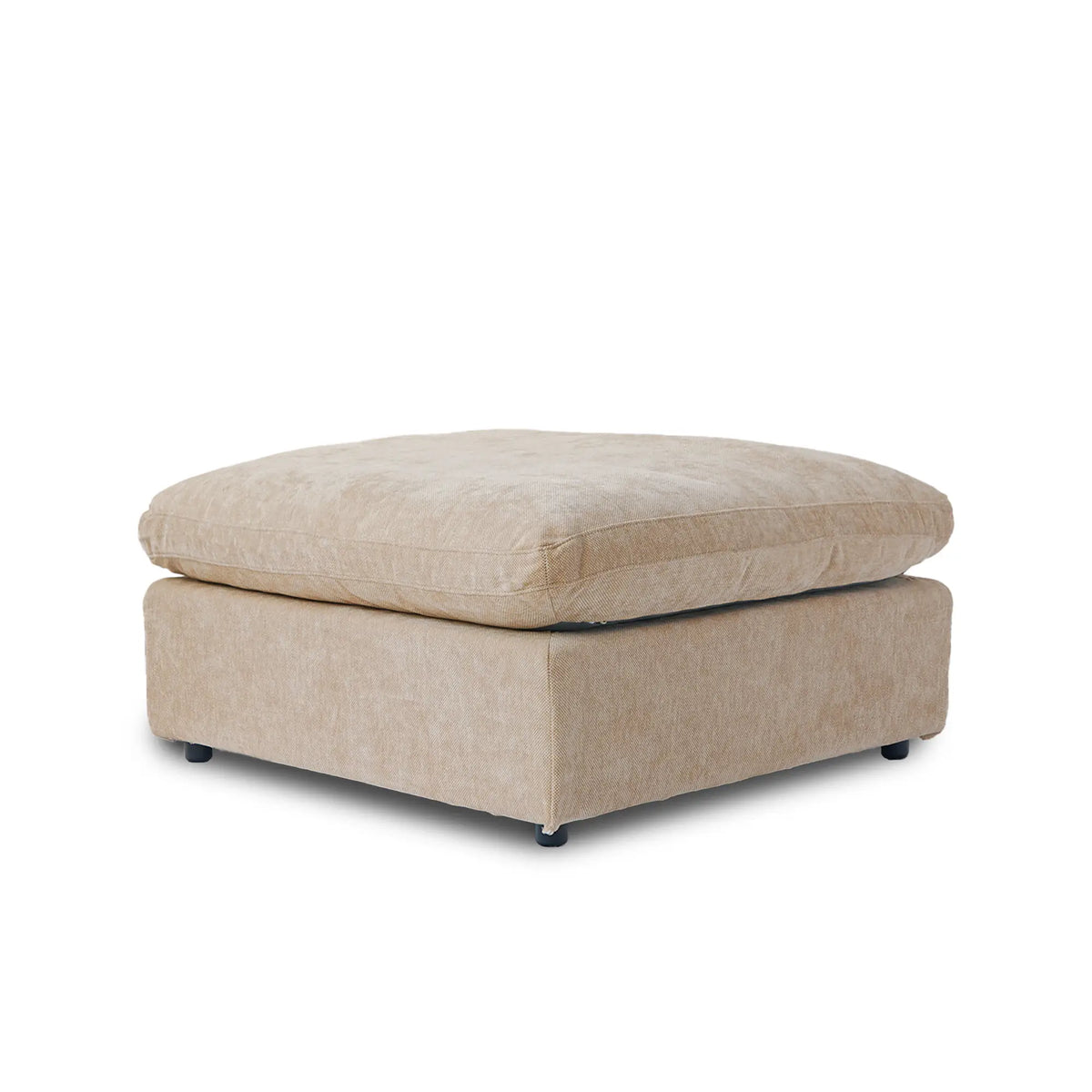 Premium Slope Cloud Sectional Couches | 1-Piece Linen Khaki Covers Off Wash On Ottoman