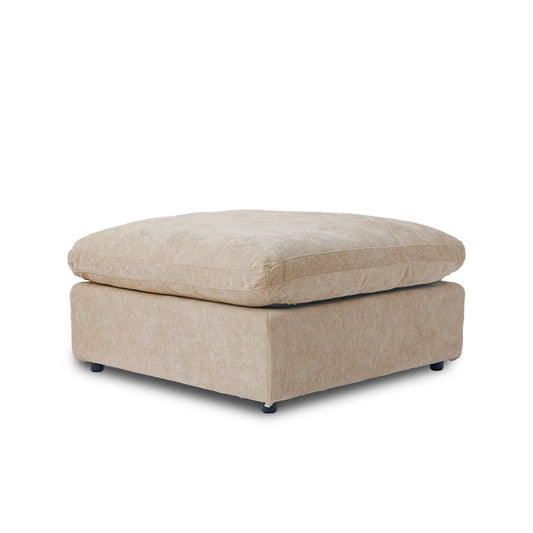 Premium Slope Cloud Sectional Couches | 1-Piece Linen Khaki Covers Off Wash On Ottoman