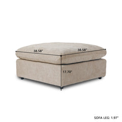 Premium Slope Cloud Sectional Couches | 1-Piece Linen Khaki Covers Off Wash On Ottoman