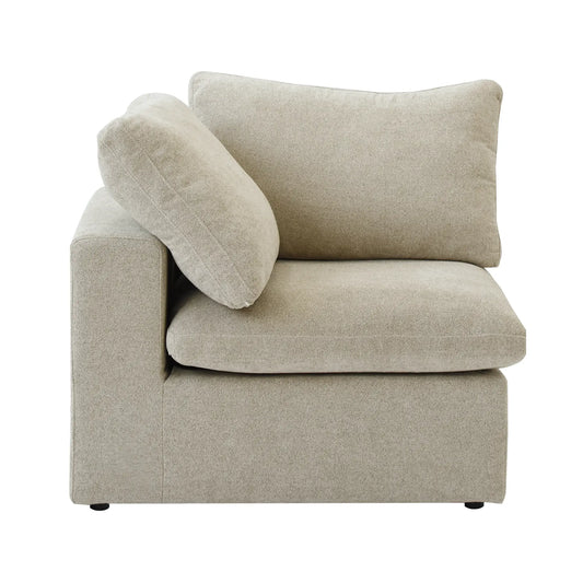 Premium Luxe Cloud Sectional Couches | 1-Piece Linen Khaki Strong Linen Fabric Single Sofa 1-seater