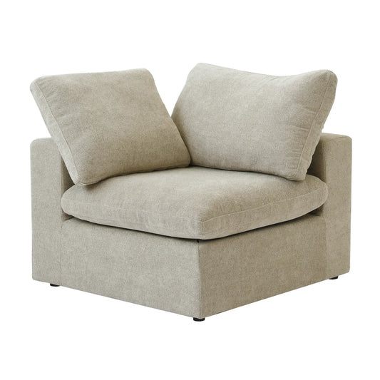 Premium Luxe Cloud Sectional Couches | 1-Piece Linen Khaki Strong Linen Fabric Single Sofa 1-seater