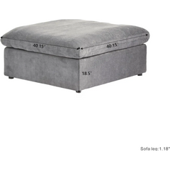 Premium Luxe Cloud Sectional Couches | 1-Piece Linen Light Grey Light Airy Style Ottoman