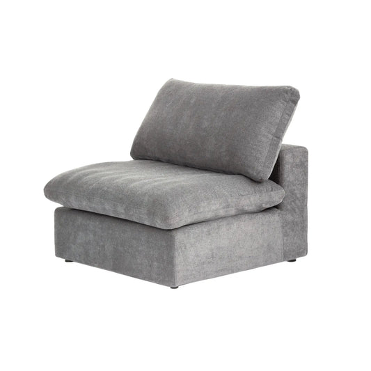 Premium Luxe Cloud Sectional Couches | 1-Piece Linen Light Grey Modular Design Single Sofa 1-seater