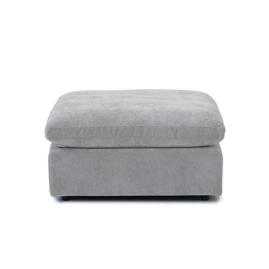 Premium Slope Cloud Sectional Couches | 1-Piece Linen Light Grey Totally Washable Covers Ottoman