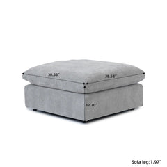 Premium Slope Cloud Sectional Couches | 1-Piece Linen Light Grey Totally Washable Covers Ottoman