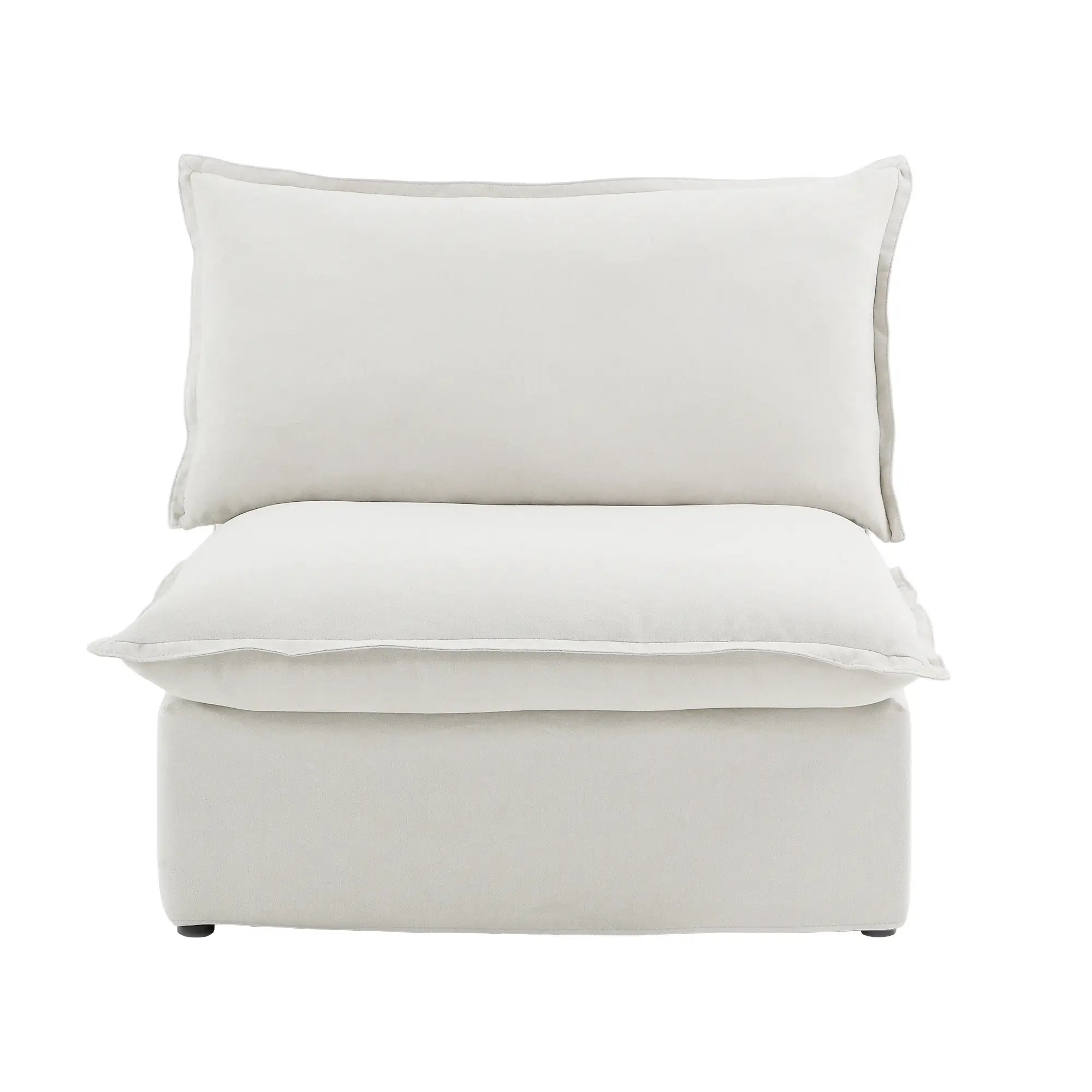 Premium Linen Cloud Sectional Couches | 1-Piece Linen White Modular Design Single Sofa 1-seater