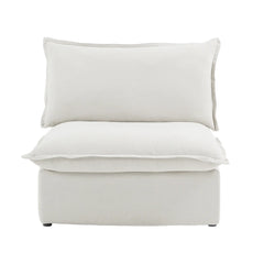 Premium Linen Cloud Sectional Couches | 1-Piece Linen White Modular Design Single Sofa 1-seater