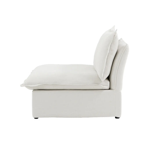 Premium Linen Cloud Sectional Couches | 1-Piece Linen White Modular Design Single Sofa 1-seater