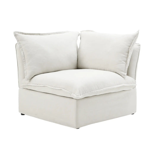 Premium Linen Cloud Sectional Couches | 1-Piece Linen White Rich Beautiful Fabric Single Sofa 1-seater
