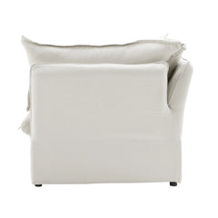 Premium Linen Cloud Sectional Couches | 1-Piece Linen White Rich Beautiful Fabric Single Sofa 1-seater
