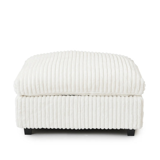 Premium Classic Cloud Sectional Couches | 1-Piece Plush Fabric Beige Casual-Luxury Appeal Ottoman