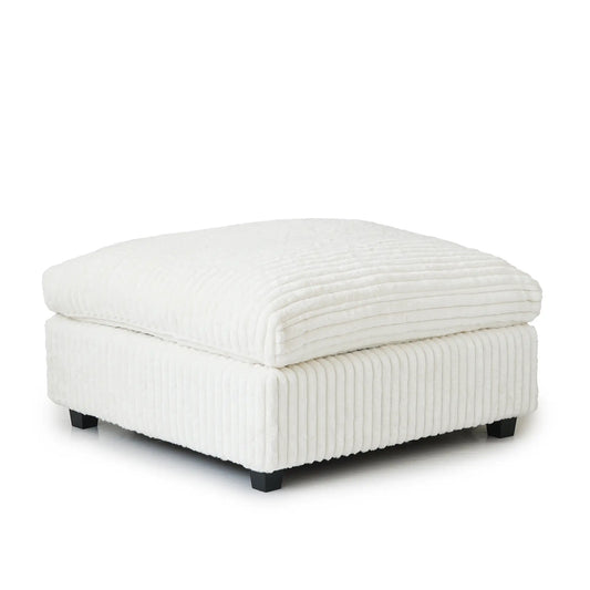 Premium Classic Cloud Sectional Couches | 1-Piece Plush Fabric Beige Casual-Luxury Appeal Ottoman