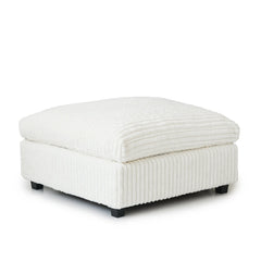 Premium Classic Cloud Sectional Couches | 1-Piece Plush Fabric Beige Casual-Luxury Appeal Ottoman