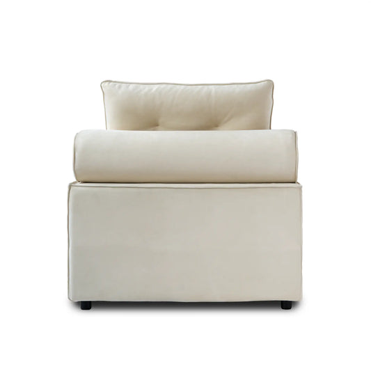 Premium Adjustable Cloud Sectional Couches | 1-Piece Velvet Beige Cloud-Like Comfort Single Sofa 1-seater