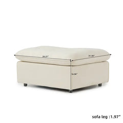 Premium Adjustable Cloud Sectional Couches | 1-Piece Velvet Beige Modular Design Ottoman