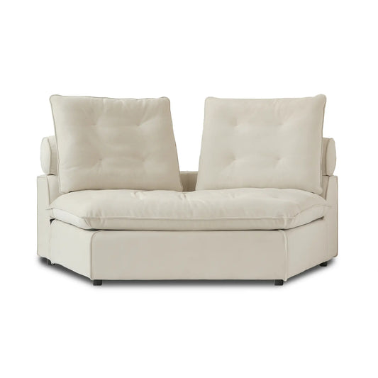 Premium Adjustable Cloud Sectional Couches | 1-Piece Velvet Beige Sculptural Softness Loveseats 2-seaters