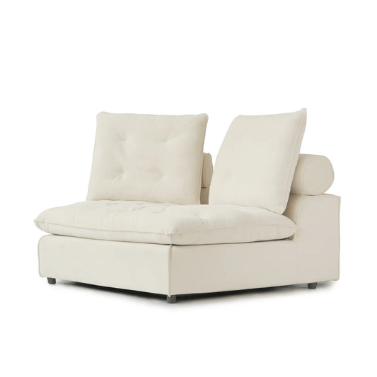 Premium Adjustable Cloud Sectional Couches | 1-Piece Velvet Beige Sculptural Softness Loveseats 2-seaters