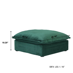 Premium Velvet Cloud Sectional Couches | 1-Piece Velvet Green Lounge-Ready Seating Ottoman