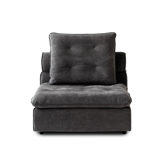 Premium Adjustable Cloud Sectional Couches | 1-Piece Velvet Grey Smooth Modern Style Single Sofa 1-seater