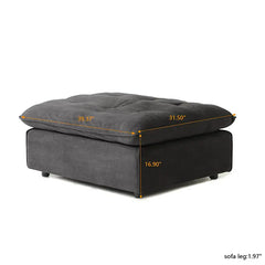 Premium Adjustable Cloud Sectional Couches | 1-Piece Velvet Grey Super Soft Cushions Ottoman
