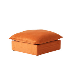 Premium Velvet Cloud Sectional Couches | 3-Piece Velvet Orange Neutral Silhouette Chaise Sectionals 2-seaters with 1-Ottomans