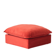 Premium Velvet Cloud Sectional Couches | 1-Piece Velvet Red Resists Wear and Fading Ottoman