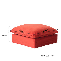 Premium Velvet Cloud Sectional Couches | 1-Piece Velvet Red Resists Wear and Fading Ottoman