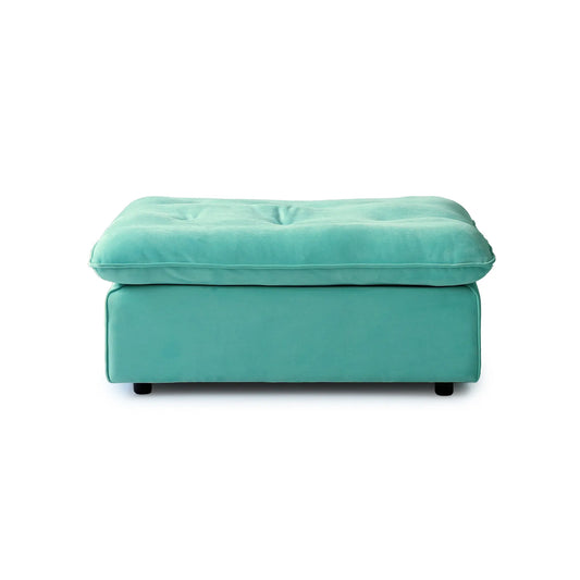 Premium Adjustable Cloud Sectional Couches | 1-Piece Velvet Tiffany Blue A Smooth Modern Sofa Ottoman