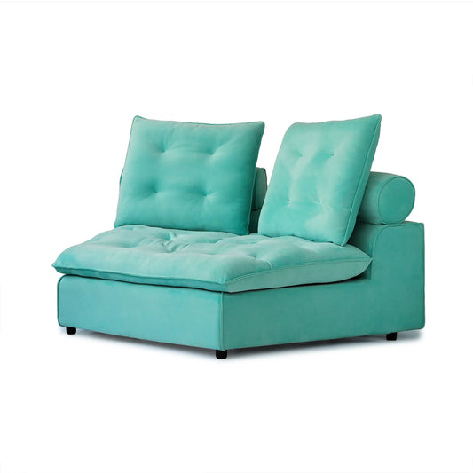 Premium Adjustable Cloud Sectional Couches | 1-Piece Velvet Tiffany Blue Modular Design Loveseats 2-seaters