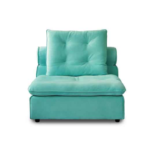 Premium Adjustable Cloud Sectional Couches | 1-Piece Velvet Tiffany Blue Modular Design Single Sofa 1-seater