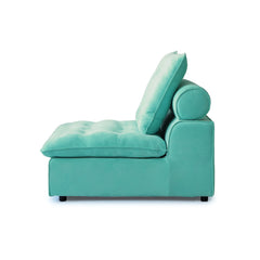Premium Adjustable Cloud Sectional Couches | 6-Piece Velvet Tiffany Blue Smooth Modern Style Sofa Sets 3-seaters with 3-Ottomans