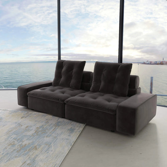102" Adjustable Pet-Friendly Loveseat with Roller Backrest - Grey