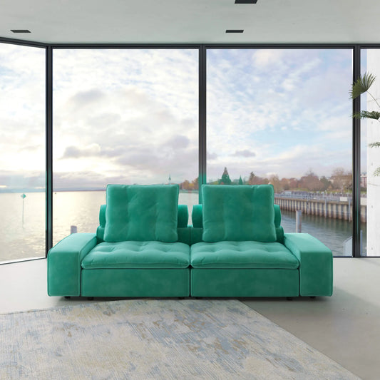 102" Adjustable Pet-Friendly Loveseat with Roller Backrest - Tiffany Blue