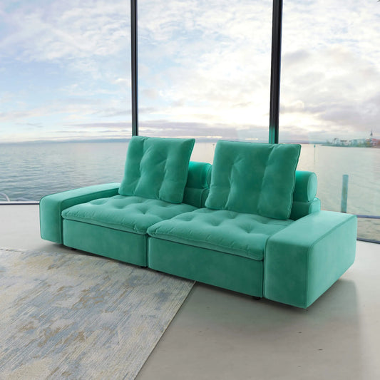 102" Adjustable Pet-Friendly Loveseat with Roller Backrest - Tiffany Blue